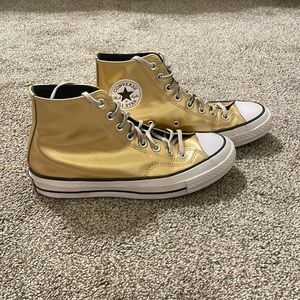 womens 9 gold high top converse rare